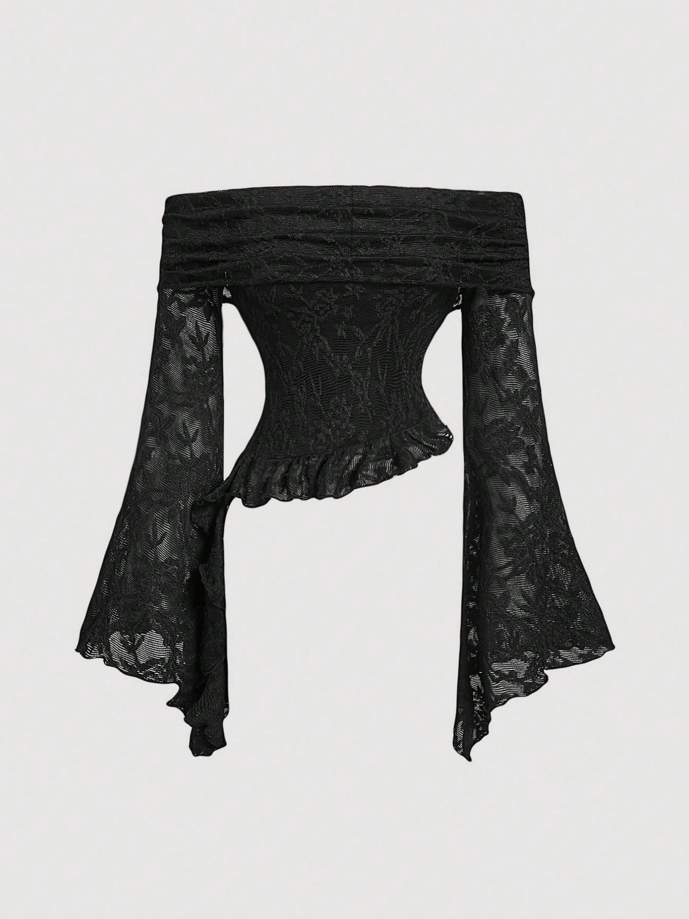 Blouse Off Shoulder - Women Off Shoulder Lace Top Flare