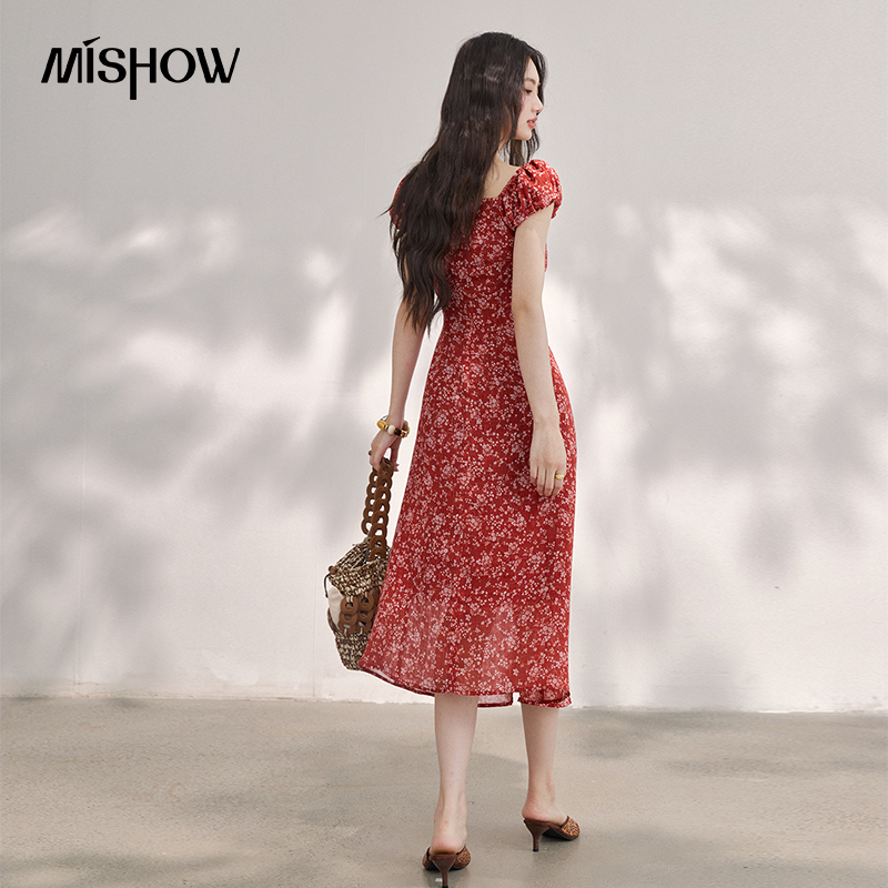 MISHOW Women's Vintage Red Flo - Midi Skirt Floral recension och pris