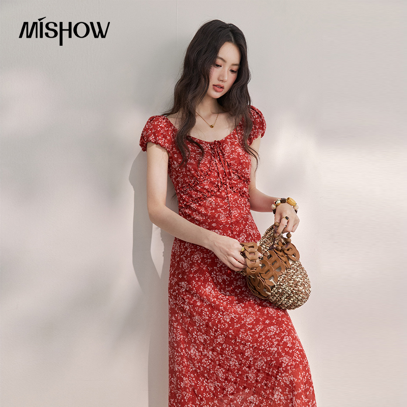 MISHOW Women's Vintage Red Flo - Midi Skirt Floral recension och pris