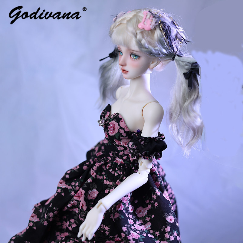 1/4 BJD Doll Dress Black‑Base  - Midi Skirt Floral recension och pris