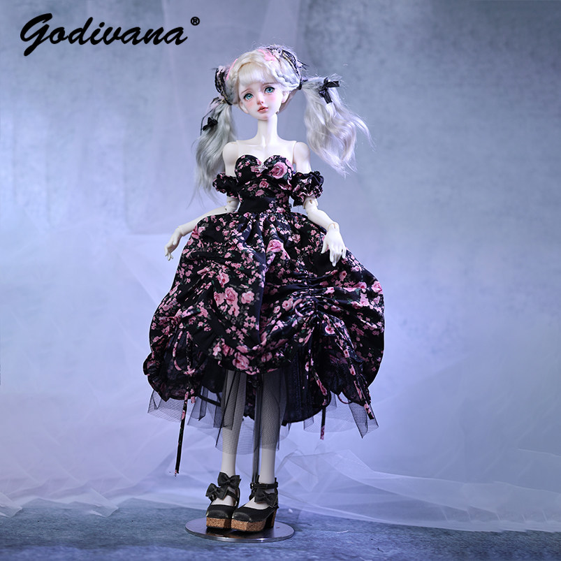 1/4 BJD Doll Dress Black‑Base  - Midi Skirt Floral recension och pris