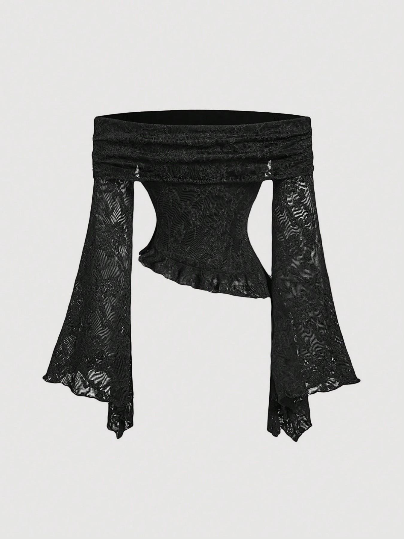 Women Off Shoulder Lace Top Fl - Blouse Off Shoulder recension och pris