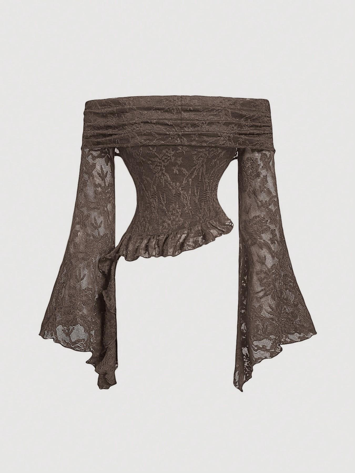 Women Off Shoulder Lace Top Fl - Blouse Off Shoulder recension och pris